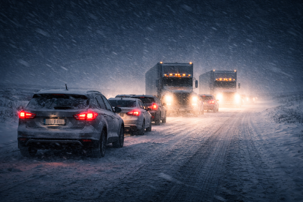 Ақтөбеде шетел азаматтарын тасымалдайтын жолаушылар көліктері тексерілуде машины зима ночь степь 1 1024x683 2