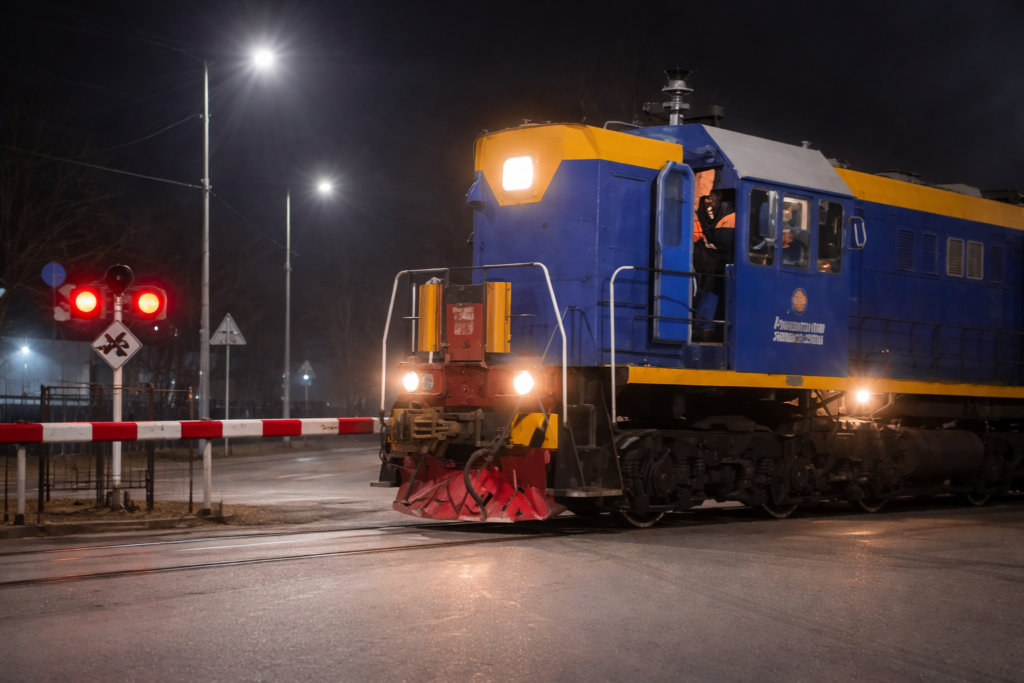 Атырауда тепловоз бен автокөлік соқтығысты тепловоз ночь 1 1024x683 1